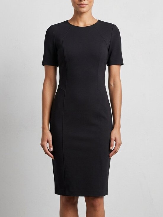 T Tahari Dresses & Skirts - T Tahari Black Sheath Dress Short Sleeve Crew Neck Work Office Size 4 / Small